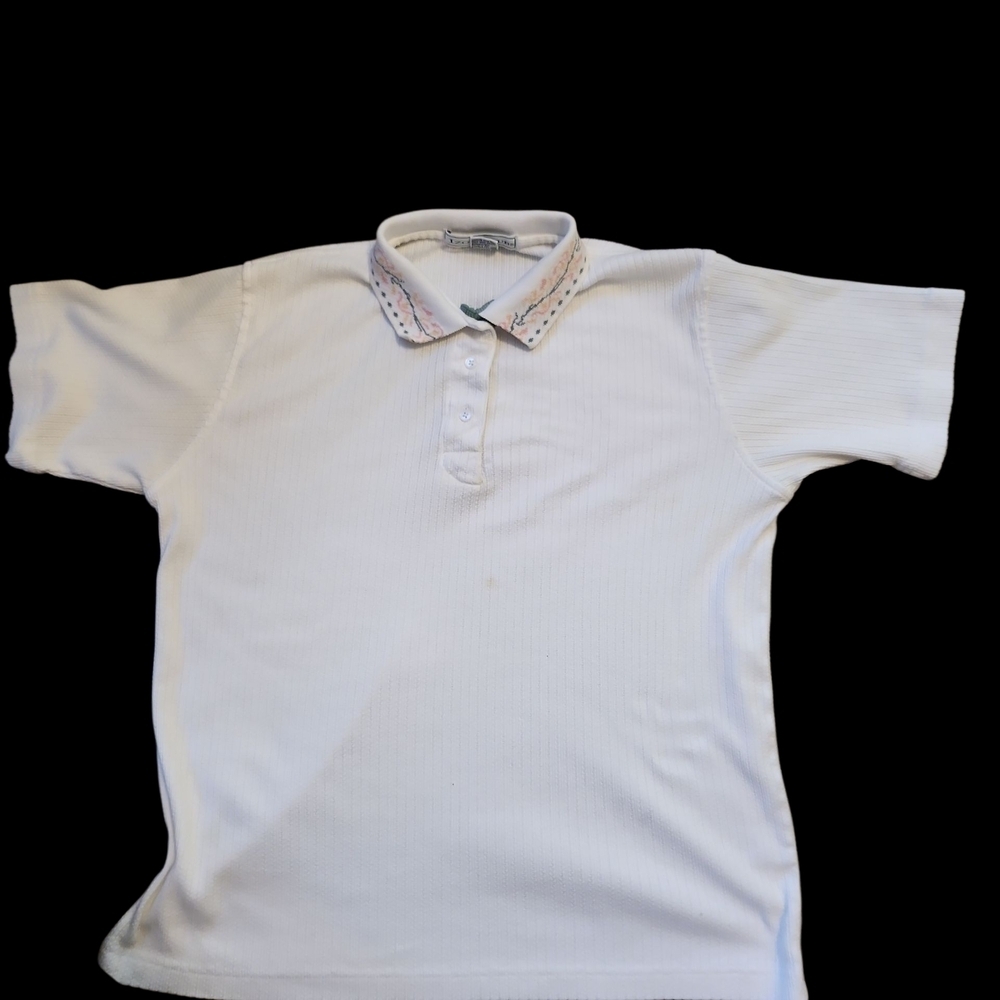 Izod White Polo Shirt with Embroidered Collar